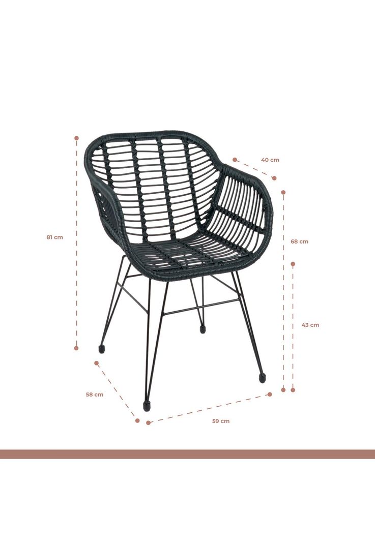 Butaca con Apoyabrazos de Terraza Rattan Grecia Color Negro-3