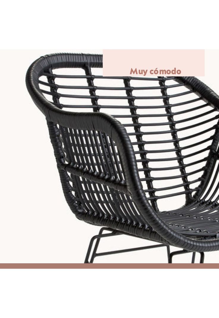 Butaca con Apoyabrazos de Terraza Rattan Grecia Color Negro-6