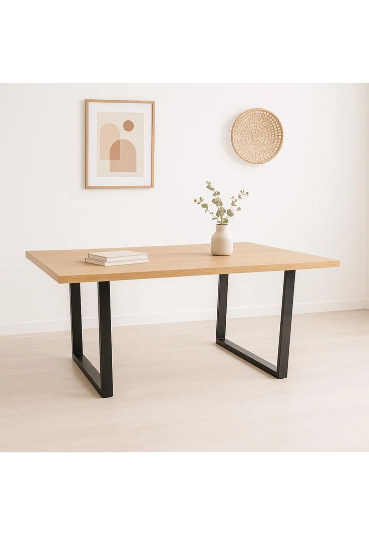 Mesa de Comedor Estilo Industrial 140x90 - Madera Clara-1