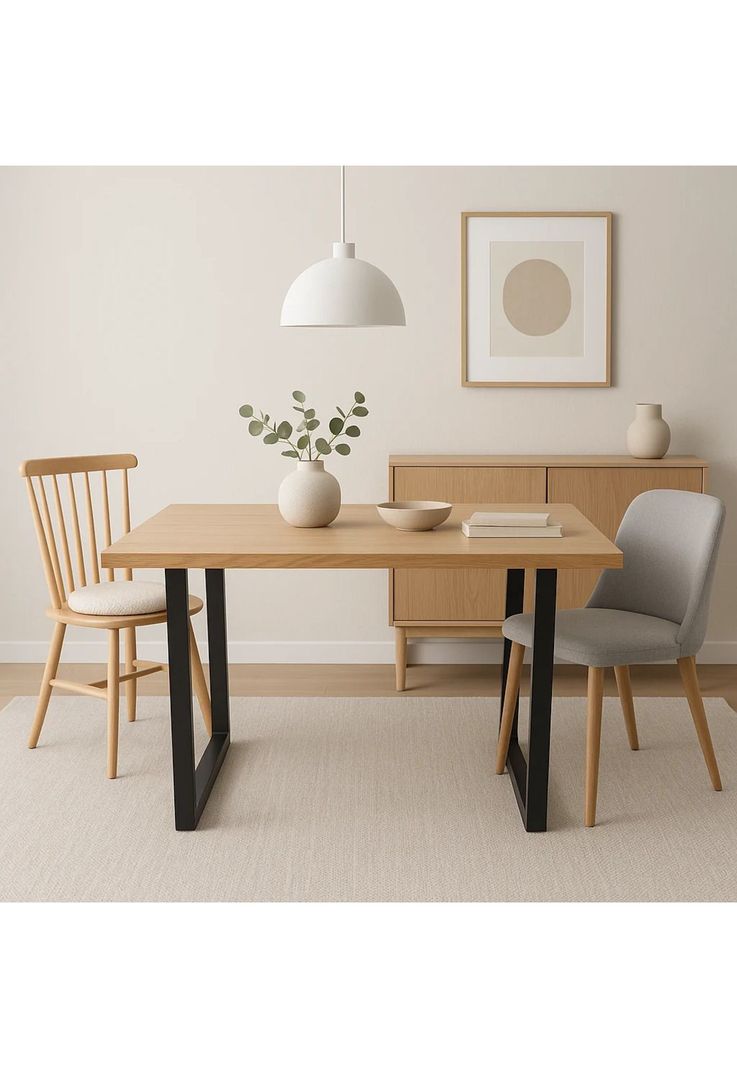 Mesa de Comedor Estilo Industrial 140x90 - Madera Clara-2