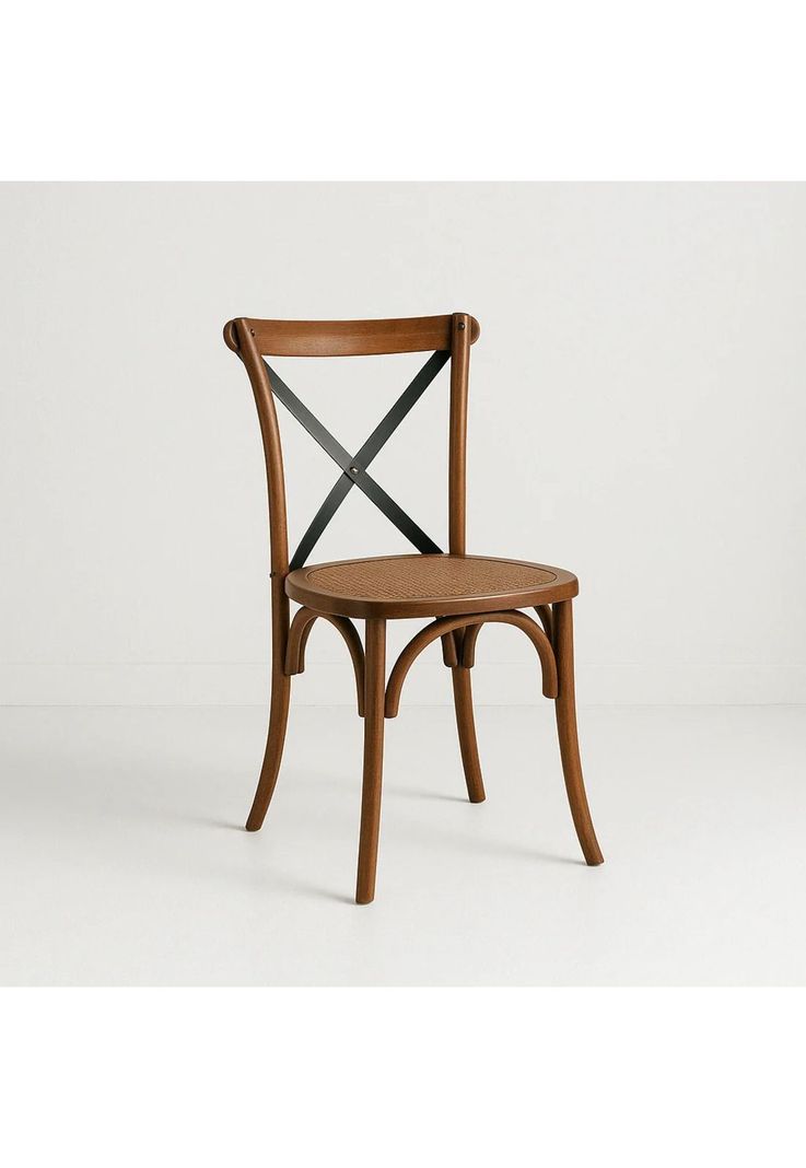 Silla Crossback Madera Rattan - Café Vintage-0