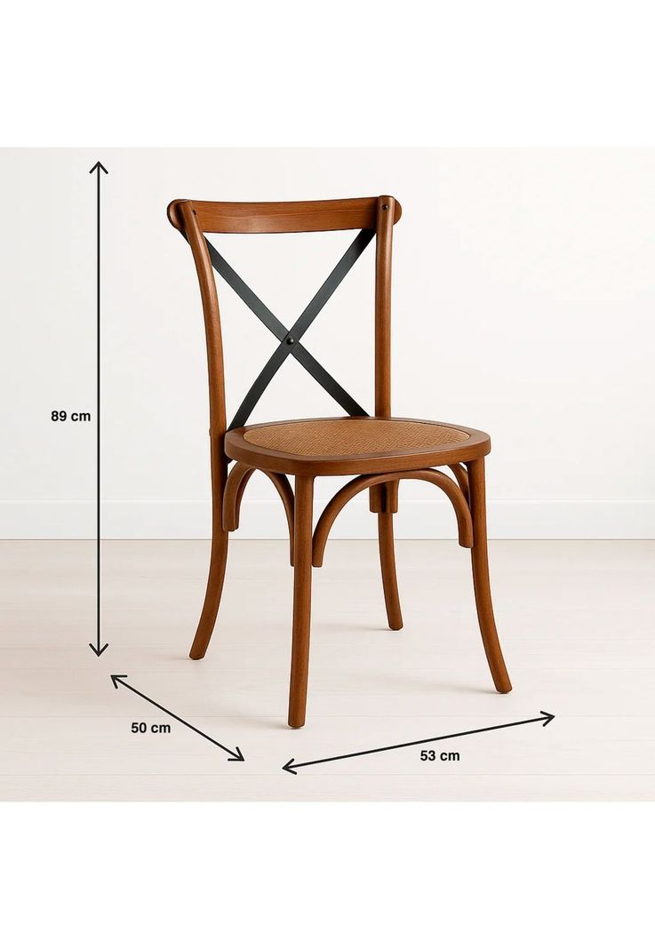 Silla Crossback Madera Rattan - Café Vintage-3