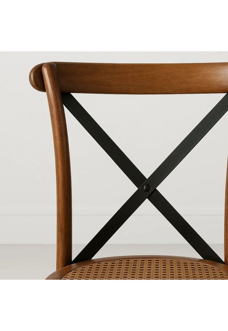 Silla Crossback Madera Rattan - Café Vintage-5