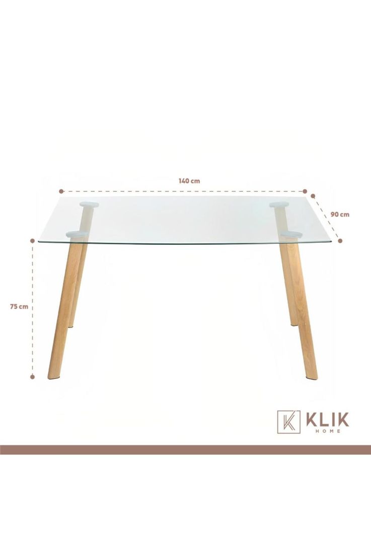 Comedor Mesa de Vidrio Rectangular 140x90cm + 6 Sillas Dining Liana Acolchadas - Negras-4