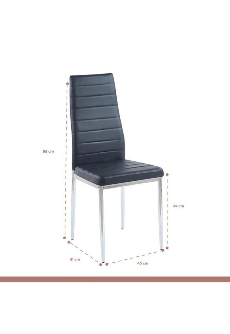 Comedor Mesa de Vidrio Rectangular 140x90cm + 6 Sillas Dining Liana Acolchadas - Negras-5