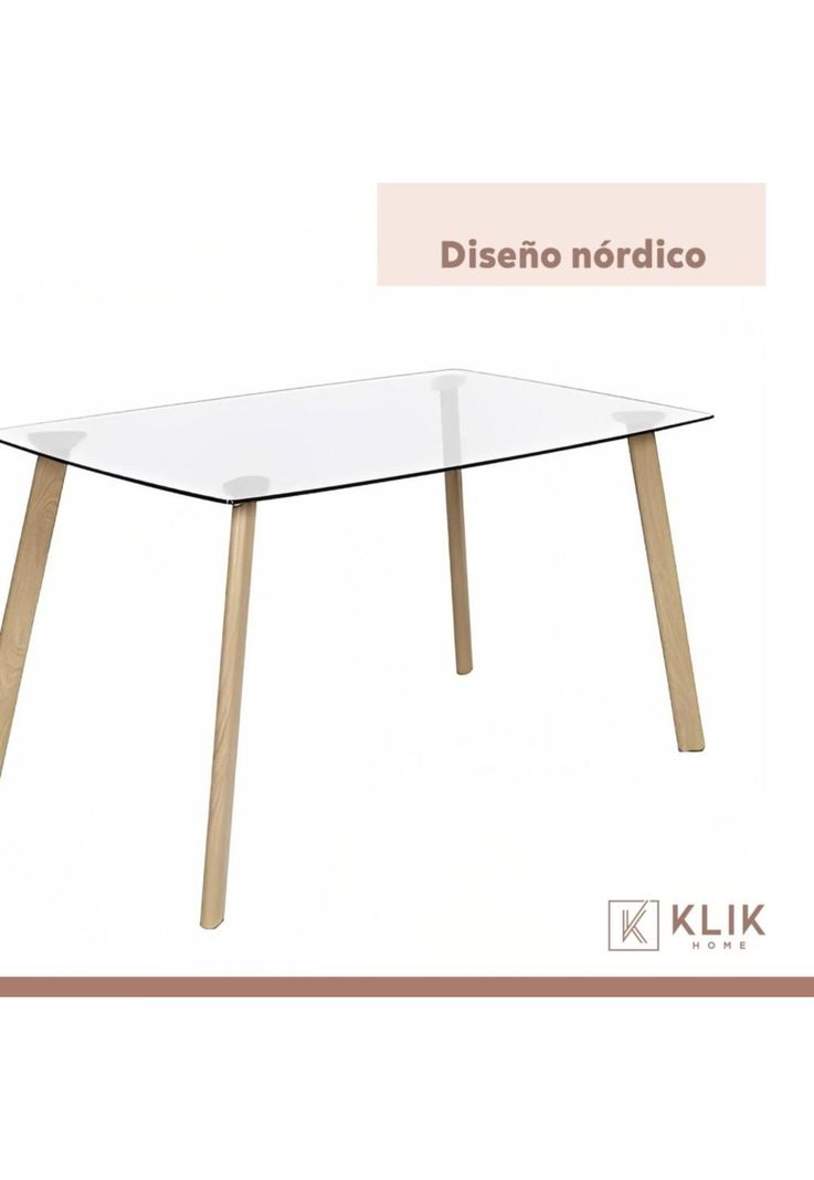 Comedor Mesa de Vidrio Rectangular 140x90cm + 6 Sillas Dining Liana Acolchadas - Negras-6