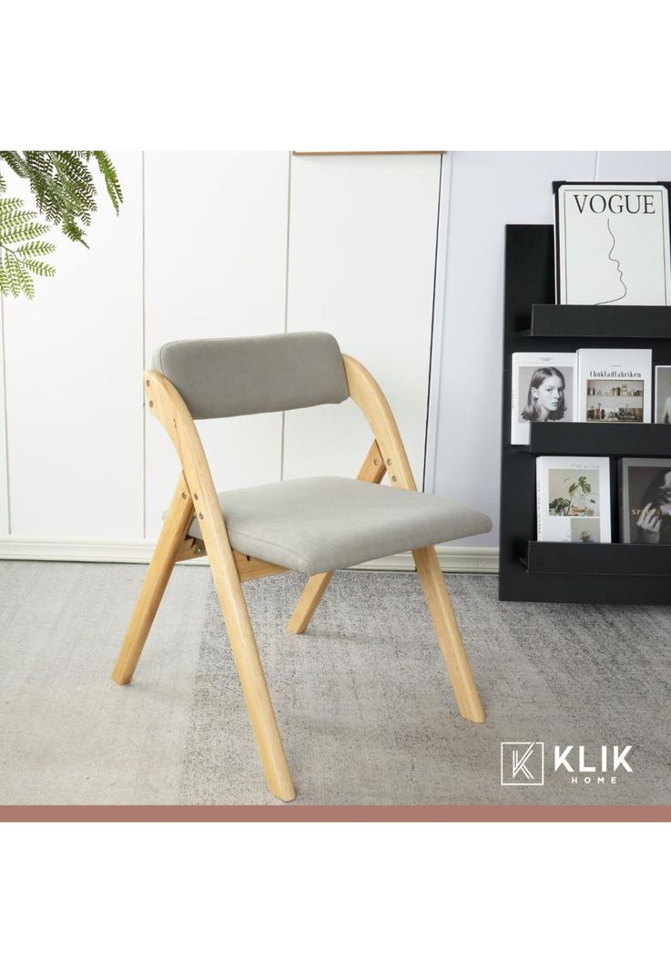 Silla Betlahem de madera plegable acolchada - Gris-1