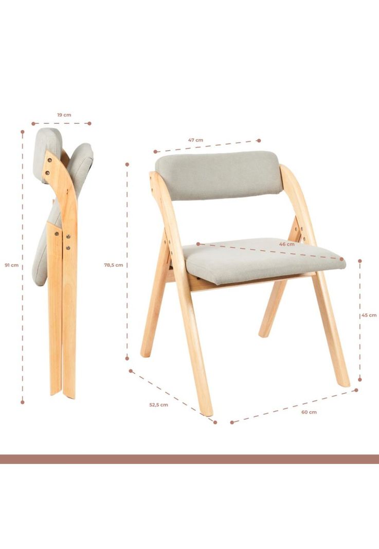 Silla Betlahem de madera plegable acolchada - Gris-3