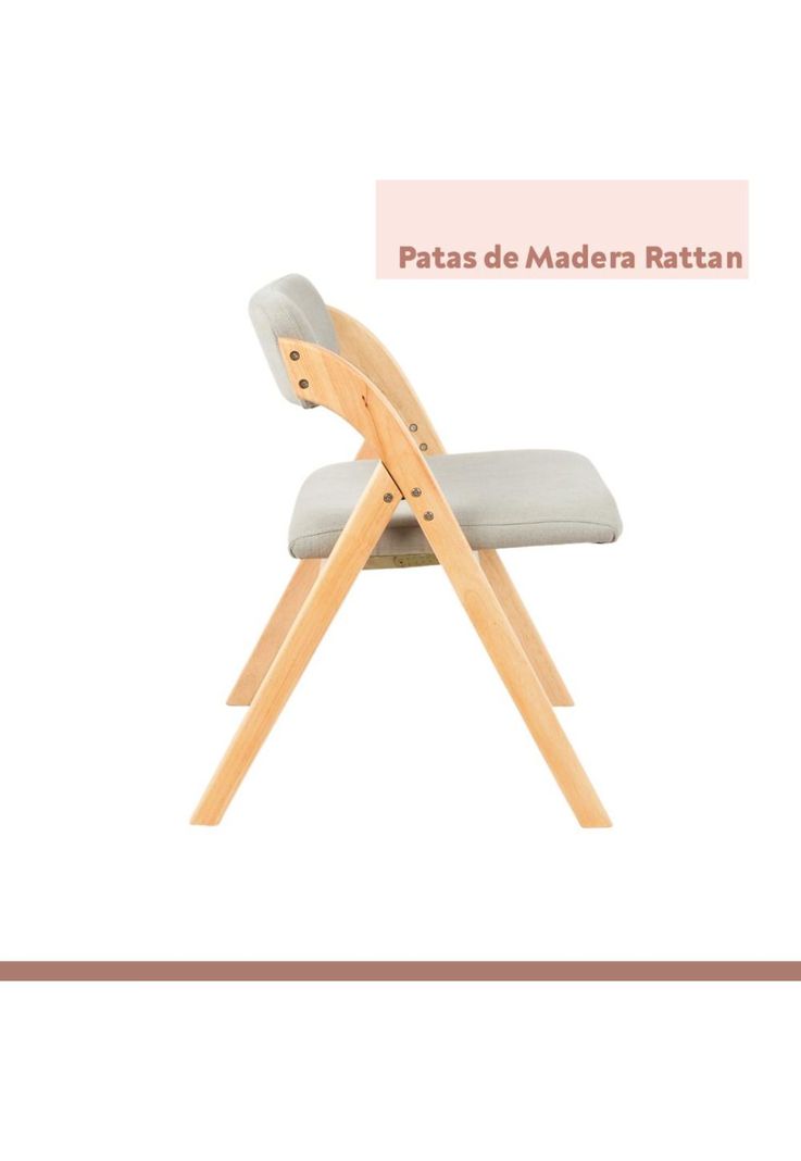 Silla Betlahem de madera plegable acolchada - Gris-6