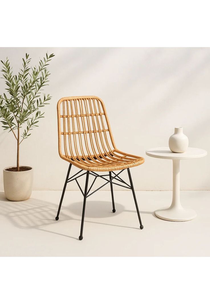 Silla de Comedor Terraza Rattan Grecia Color Madera-1