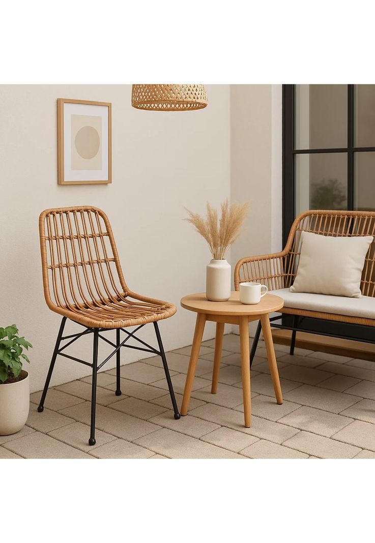 Silla de Comedor Terraza Rattan Grecia Color Madera-2