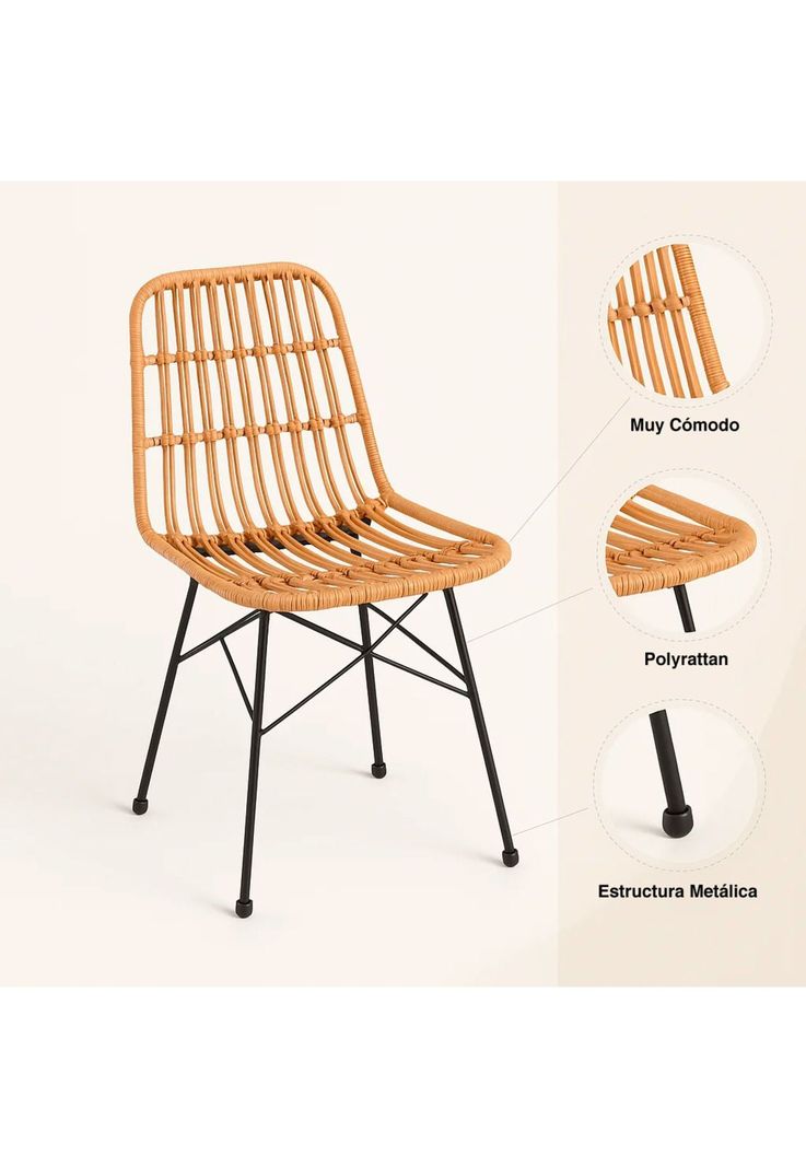 Silla de Comedor Terraza Rattan Grecia Color Madera-4