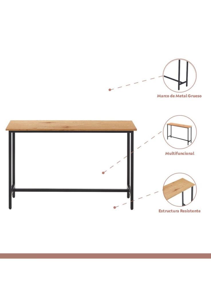 Mesa de Arrimo o Bar Alta Rustik - Madera Clara-2