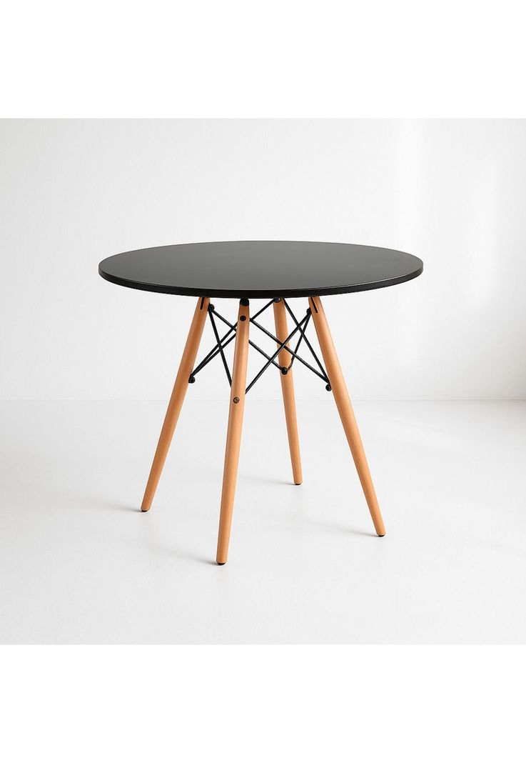 Mesa de Comedor Eames 80cm redonda - Negra-0