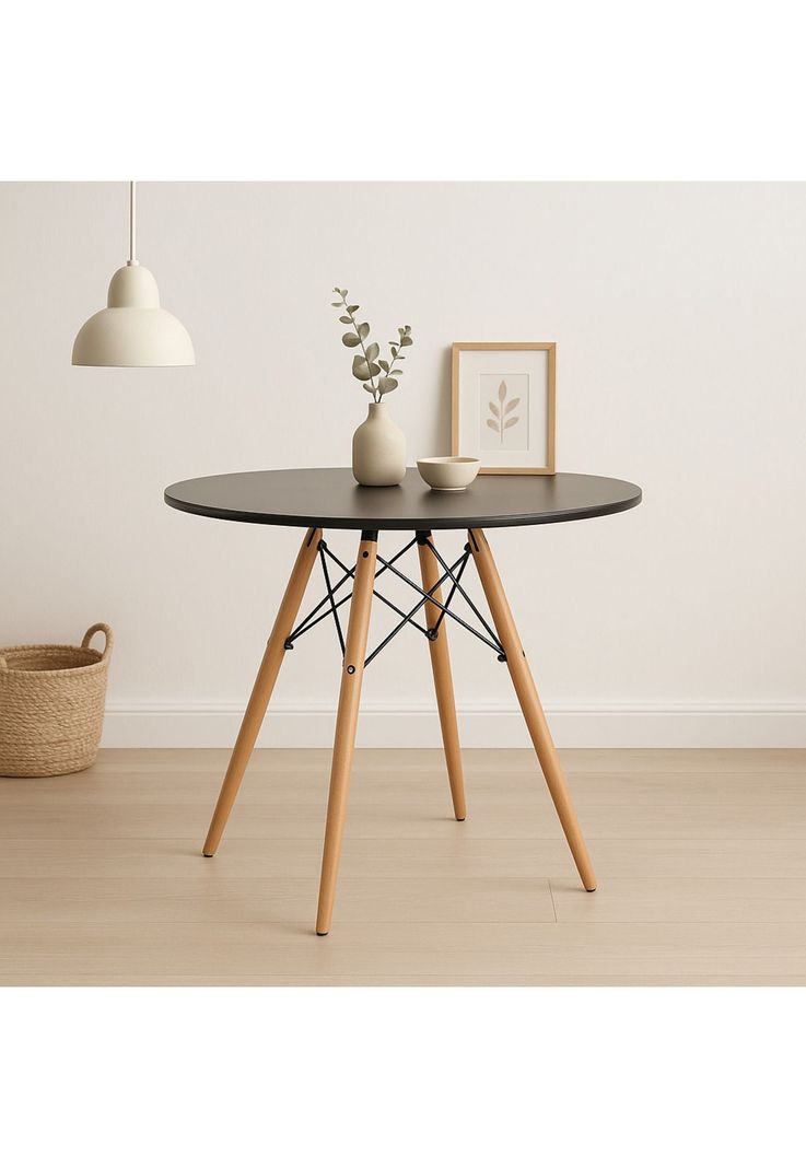 Mesa de Comedor Eames 80cm redonda - Negra-1