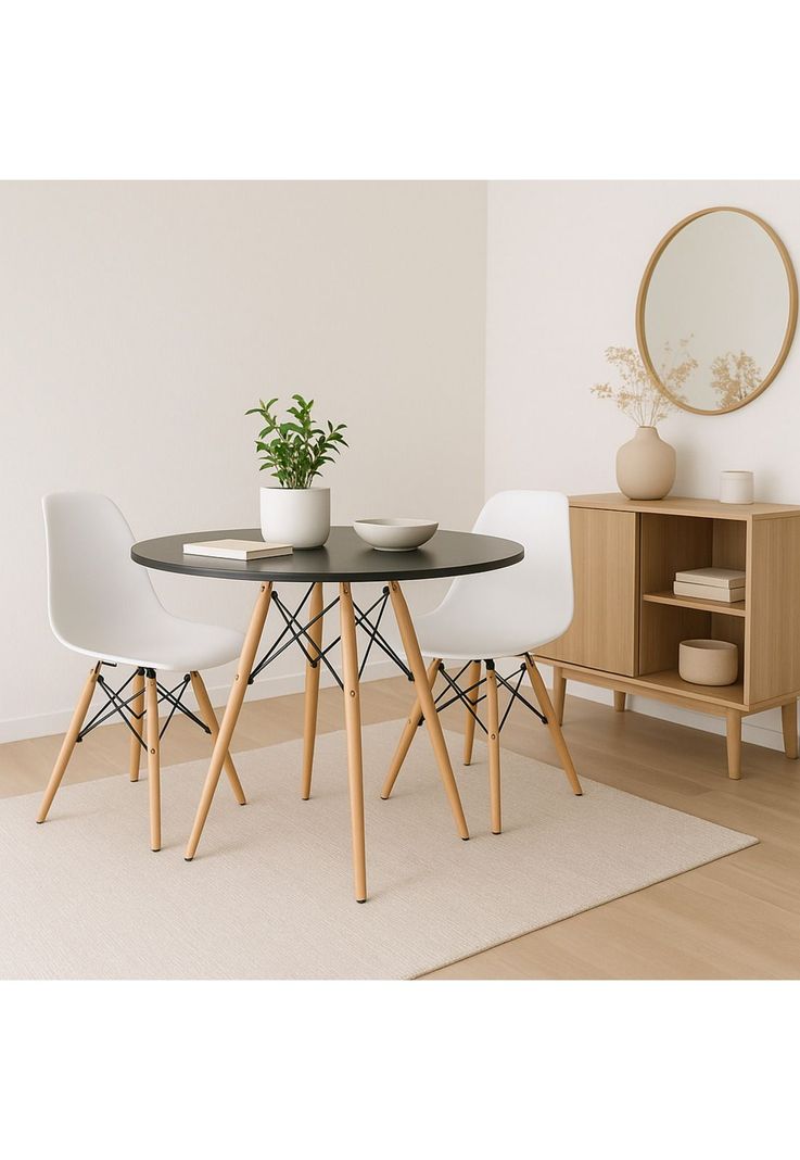 Mesa de Comedor Eames 80cm redonda - Negra-2