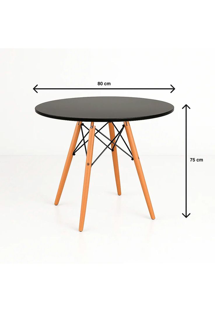 Mesa de Comedor Eames 80cm redonda - Negra-3