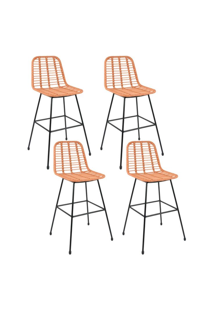 Pack de 4 Taburetes Alto de Terraza Rattan Grecia Color Madera-0