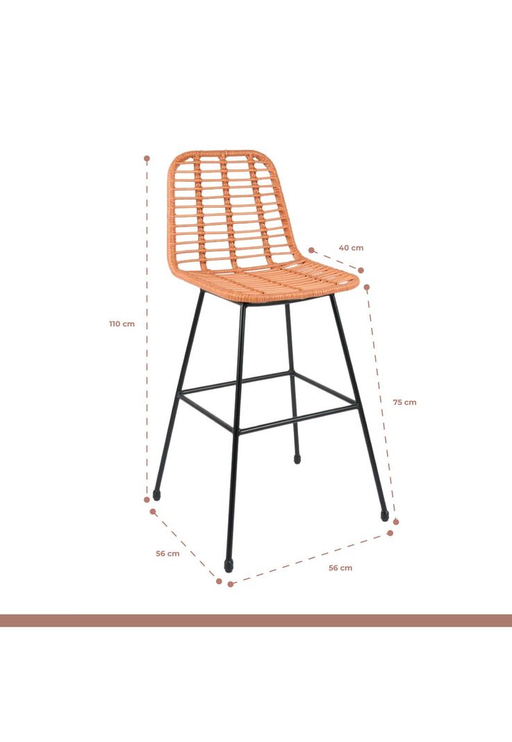 Pack de 4 Taburetes Alto de Terraza Rattan Grecia Color Madera-3