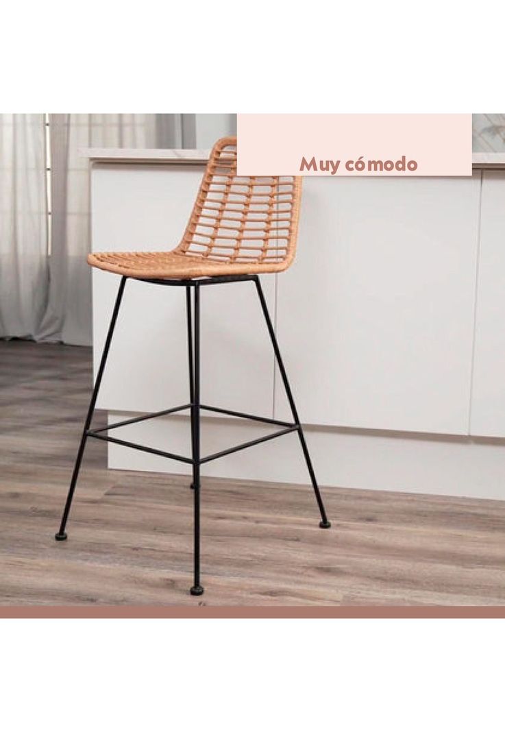 Pack de 4 Taburetes Alto de Terraza Rattan Grecia Color Madera-5