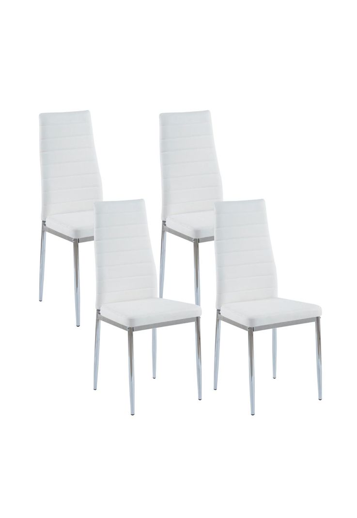 Pack de 4 Sillas Acolchadas Dining Liana con patas cromadas - Blancas Blanco