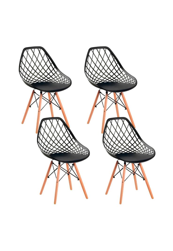 Pack de 4 Sillas Eames Enrejada Mesh - Negra-0