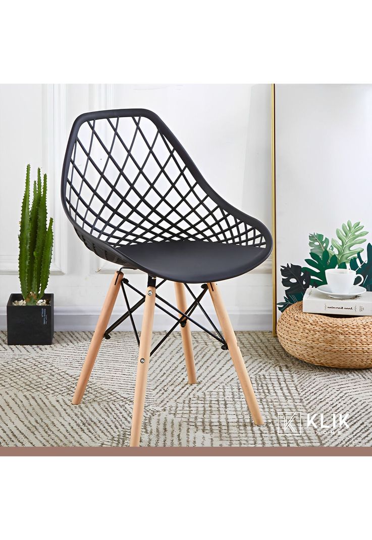 Pack de 4 Sillas Eames Enrejada Mesh - Negra-1