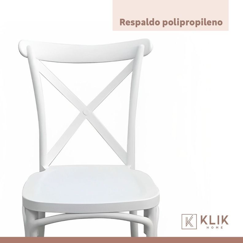 Pack 4 Sillas de Terraza o Comedor Crossback Danubio - Blancas-5
