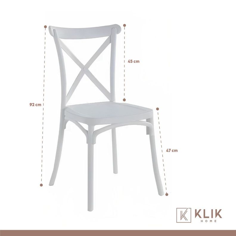 Pack 4 Sillas de Terraza o Comedor Crossback Danubio - Blancas-4