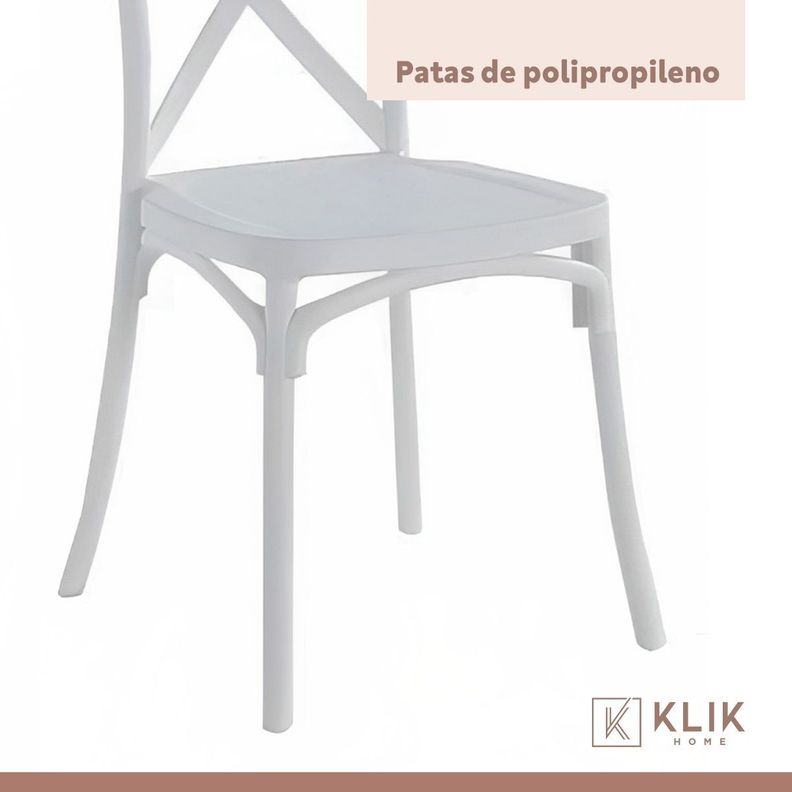 Pack 4 Sillas de Terraza o Comedor Crossback Danubio - Blancas-6