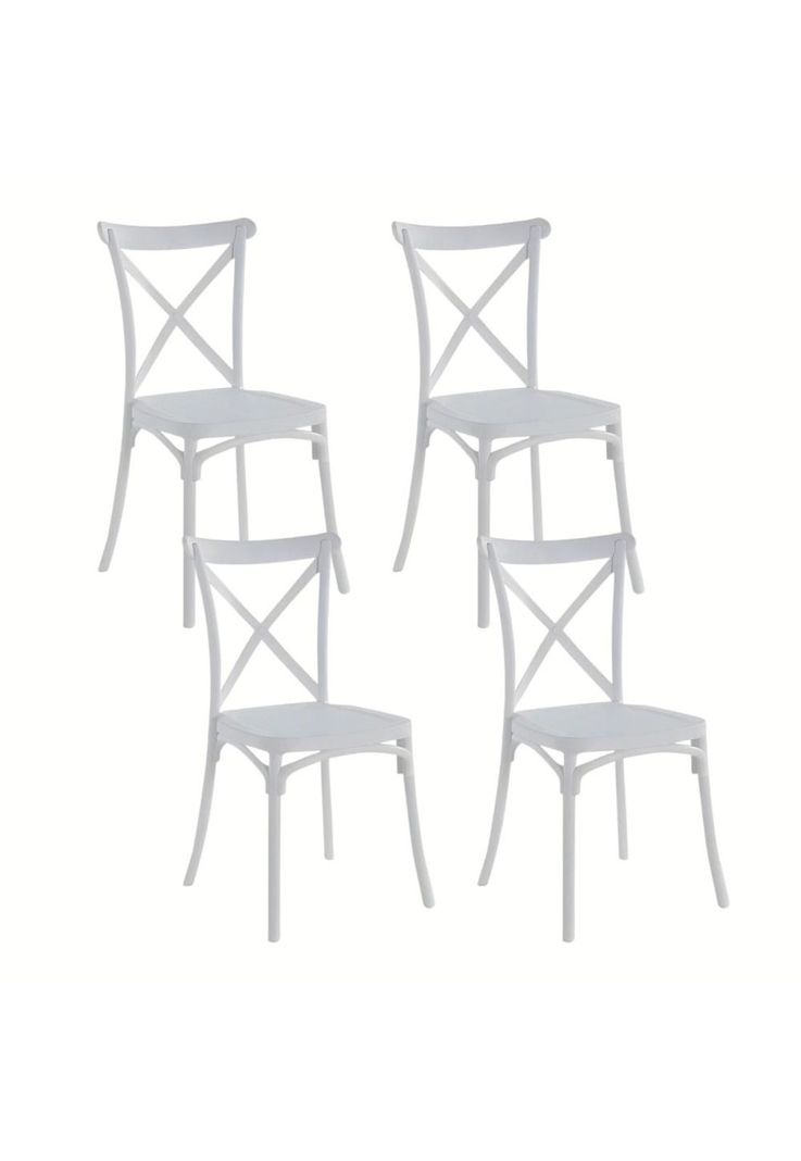 Pack 4 Sillas de Terraza o Comedor Crossback Danubio - Blancas-0