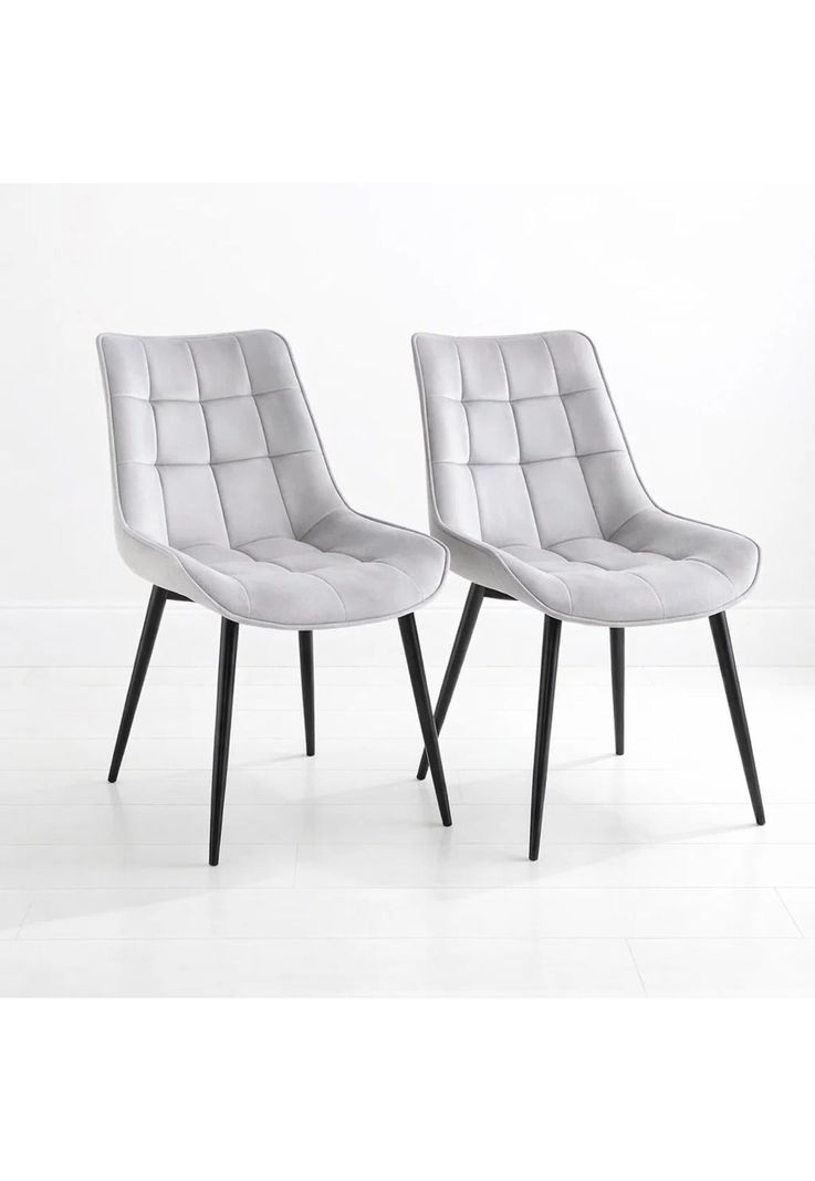 Pack de 2 Sillas de Comedor Macron Acolchada Terciopelo - Gris