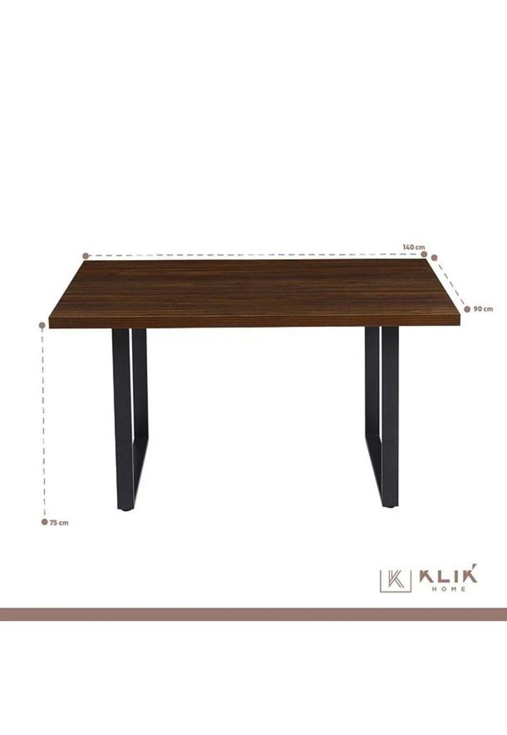 Comedor Industrial 160x90 Oscura + 6 Sillas Tolix Negras con Asiento de Madera Oscura Walnut-4