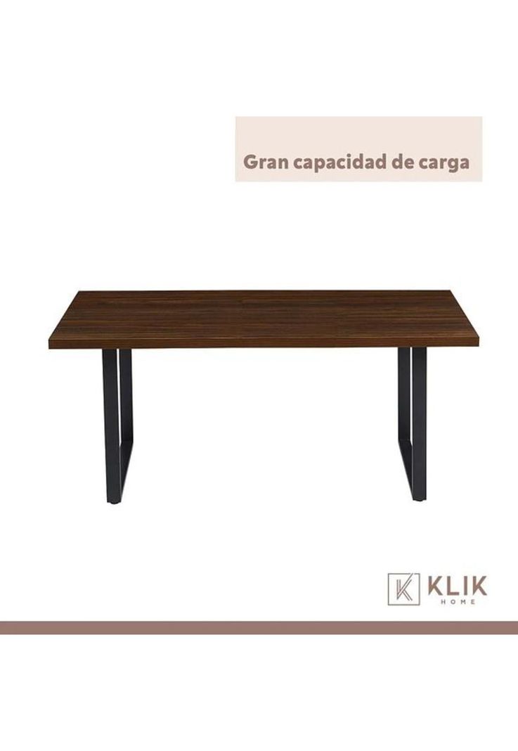 Comedor Industrial 160x90 Oscura + 6 Sillas Tolix Negras con Asiento de Madera Oscura Walnut-6