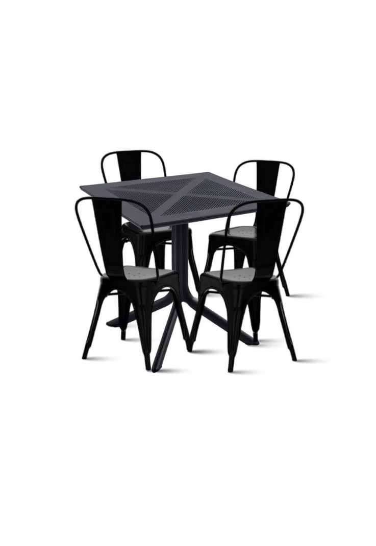 Mesa restaurant 80x80 Polipropileno + 4 Sillas Tolix - Negra-0