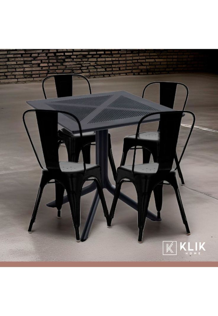 Mesa restaurant 80x80 Polipropileno + 4 Sillas Tolix - Negra-1