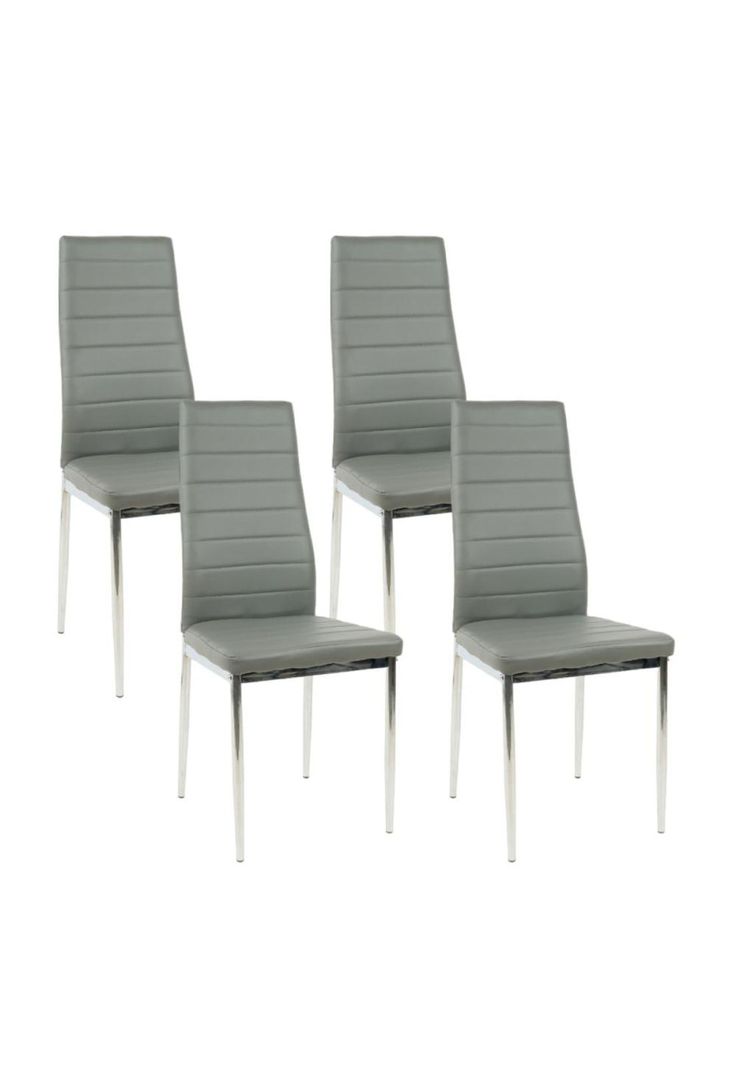 Pack de 4 Sillas Dining Liana con patas cromadas - Gris-0