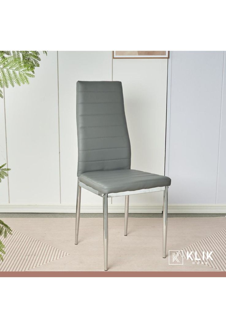Pack de 4 Sillas Dining Liana con patas cromadas - Gris-1