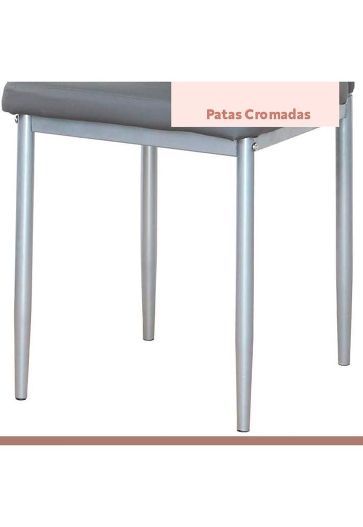 Pack de 4 Sillas Dining Liana con patas cromadas - Gris-6