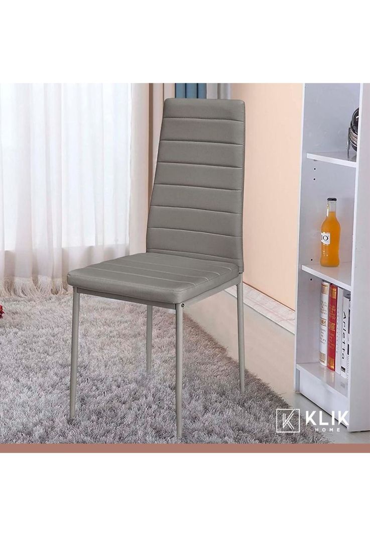 Pack de 4 Sillas Dining Liana con patas cromadas - Gris-7