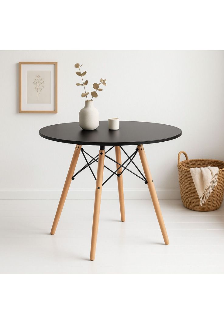 Mesa de Comedor Eames 100cm redonda - Negra-1