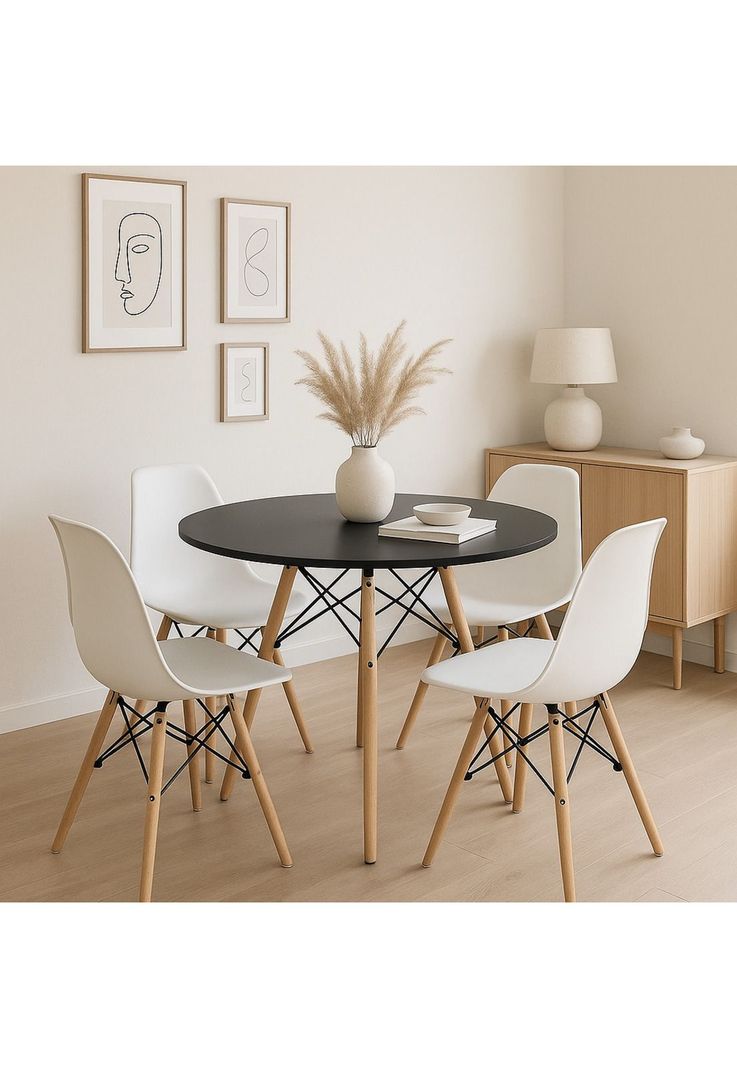 Mesa de Comedor Eames 100cm redonda - Negra-2