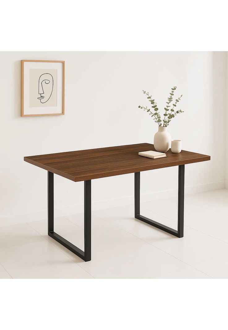 Mesa de Comedor Estilo Industrial 140x90 - Madera Oscura Walnut-1