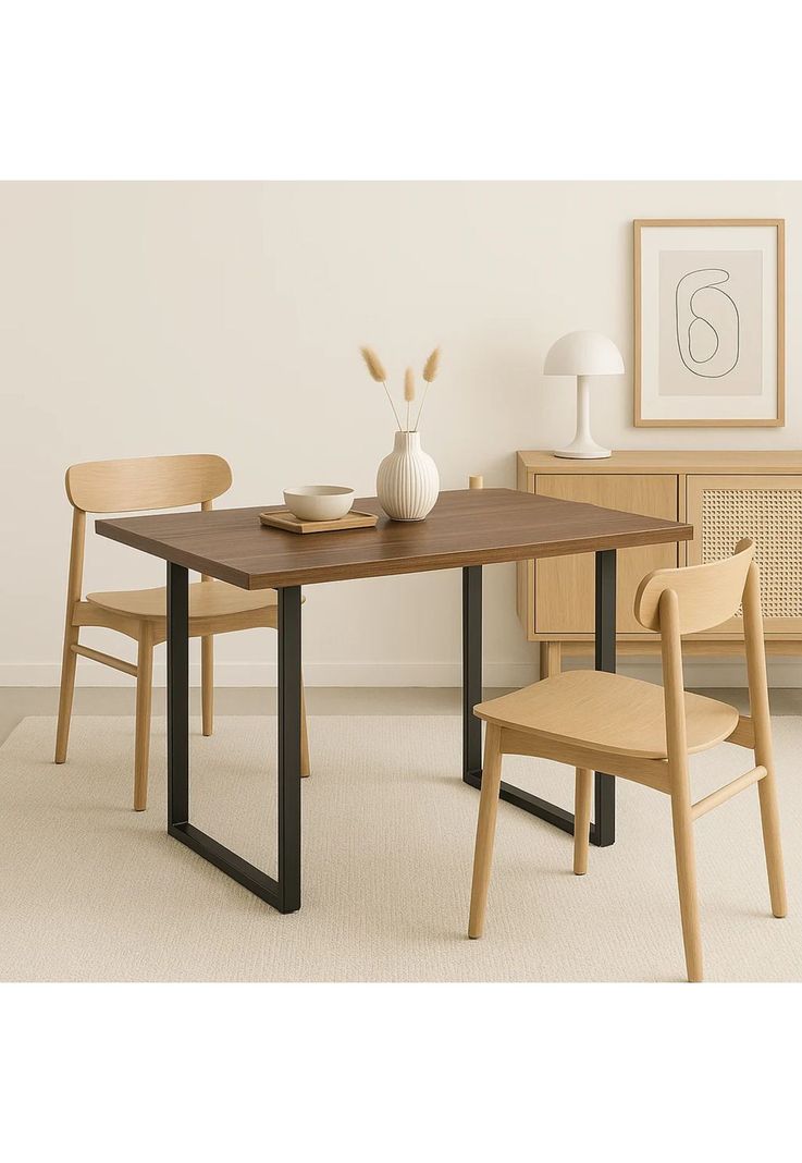 Mesa de Comedor Estilo Industrial 140x90 - Madera Oscura Walnut-2