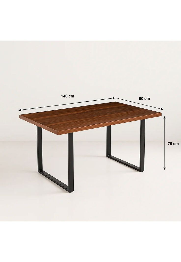 Mesa de Comedor Estilo Industrial 140x90 - Madera Oscura Walnut-3