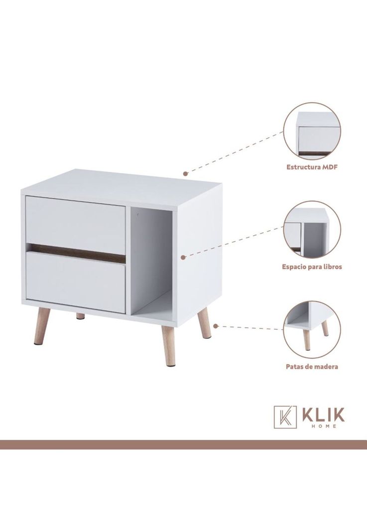 Pack de 2 Veladores Nordic Elegance Blanco-2
