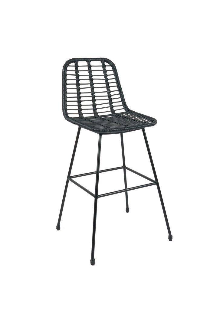 Taburete Alto de Terraza Rattan Grecia Color Negro-0