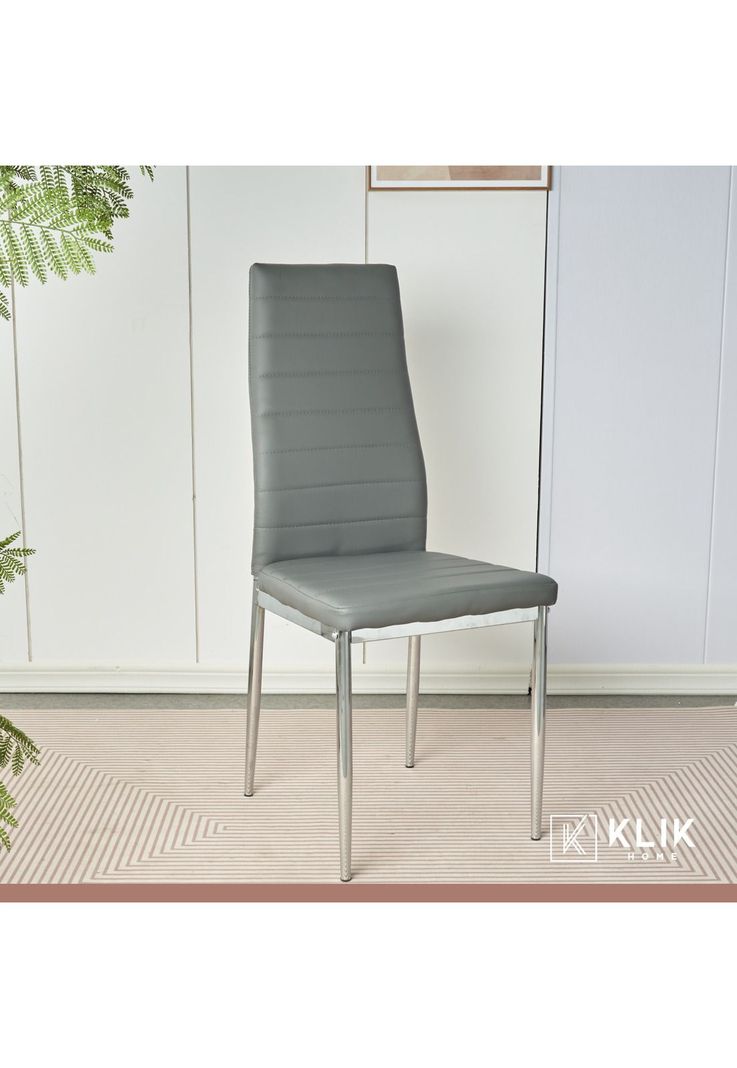 Silla Dining Liana con patas cromadas - Gris-1