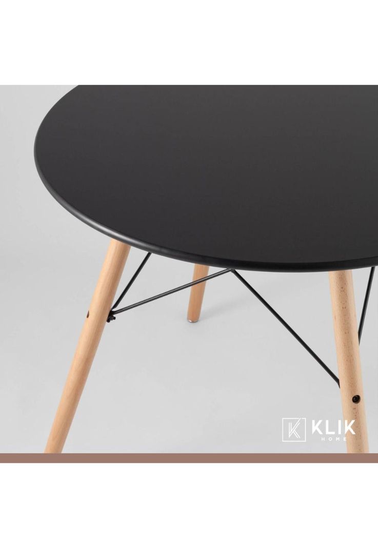 Comedor Eames 100cm redonda Negra + 4 Sillas tipo Restaurante-7