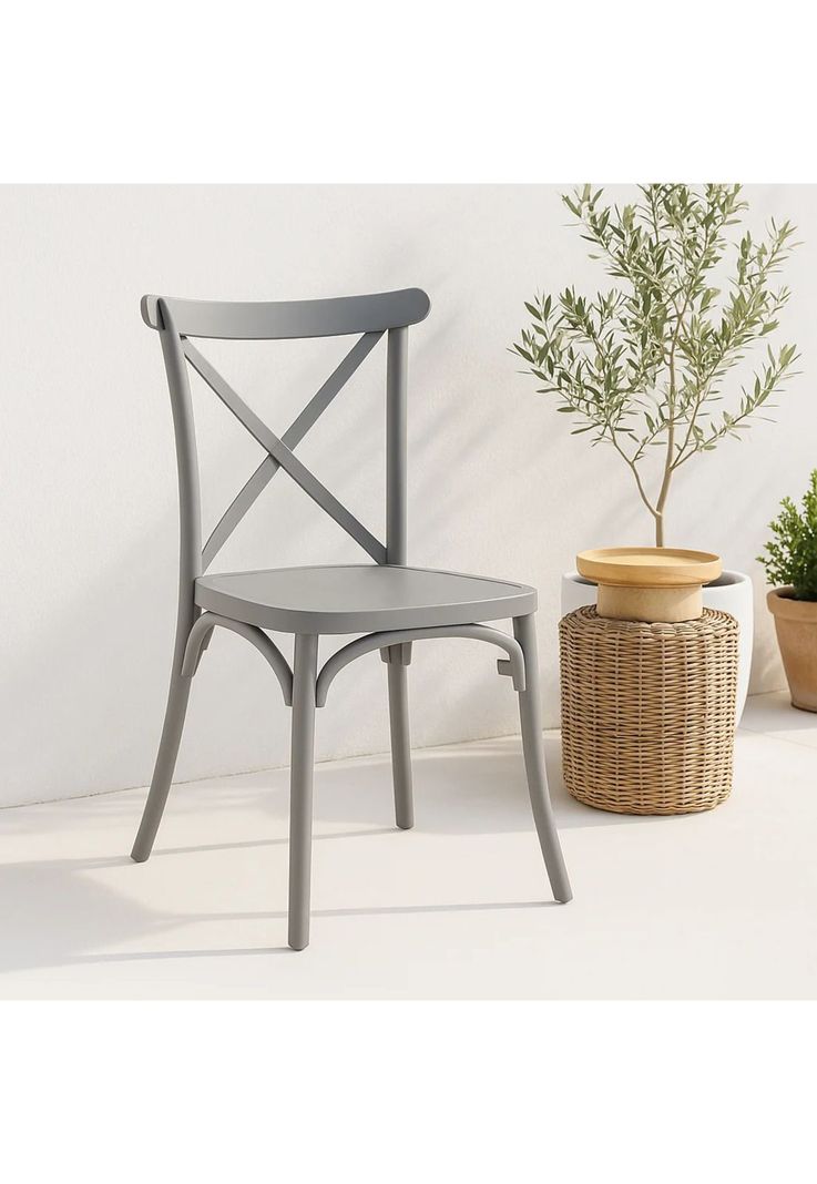 Silla Crossback Danubio de Terraza Exterior o Comedor - Gris-1